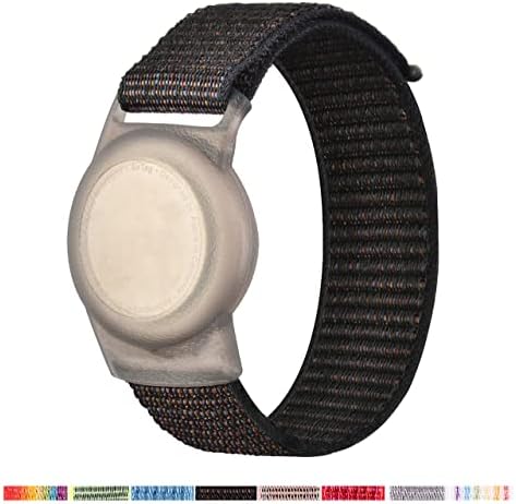 Bracelet for Apple AirTag Case, Wristband with Air Tag Accessories Holder, Kids Anti Lost GPS Trackers Cover for Toddlers Girls Boys Elders, Soft Lightweight Breathable Nylon Watch Band (Black)