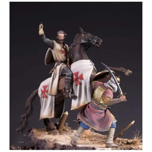 Image of 1/24 Resin Model Kit Horseman Medieval Knight Templar & Saracen Unpainted
