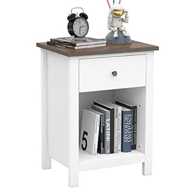 ChooChoo Farmhouse End Table with Drawer, White Bedside Table with Storage Cabinet for Bedroom, Wooden Nightstand Side… 41FII4UWLnL. SS400