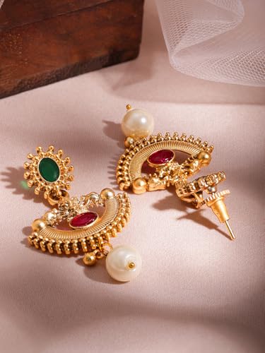 Image of Rubans Necklace Set Gold Plated Traditional Stylish Jewellery Gift for Women & Girls