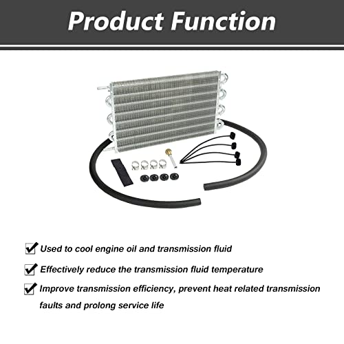 Magqoo 8 Row Tube And Fin Transmission Cooler High Performance Universal Aluminium Oil Cooler Kit #TOP3