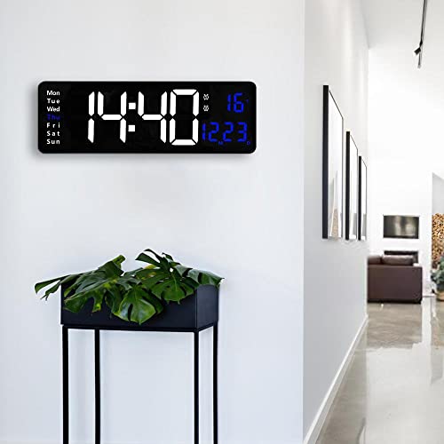 Petilleur Digital Wall Clock With Remote Control, 16 In Large Wall Clocks，Adjustable Brightness Alarm Clock With/Date/Temperature For Home, Gym, Office And Classroom #TOP4