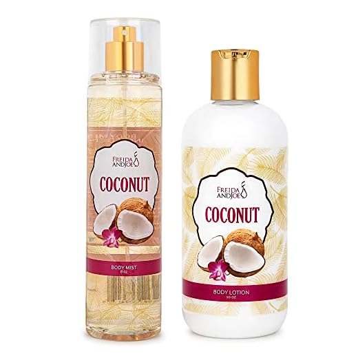 Freida and Joe Presente Para Spa Em Casa: Loção Corporal Hidratante Profundo De 10 Oz E Spray Fino 8 Oz, Conjunto Autocuidado Luxo Mulheres Meninas (Coco)