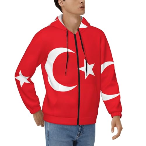 Sweat à capuche zippé Turquie doux imprimé drapeau vêtement homme grande taille