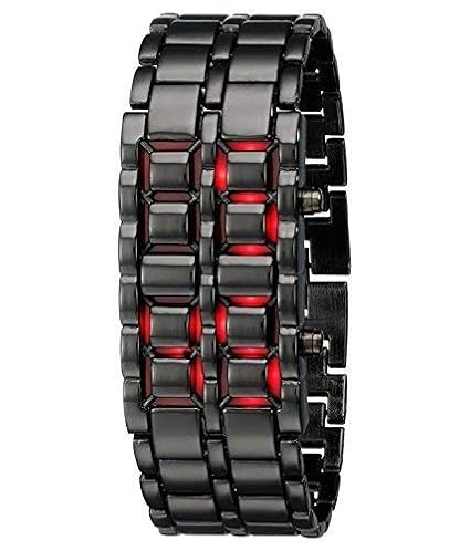 Led Digital Red Dial Metal Bracelet Boy's Watch