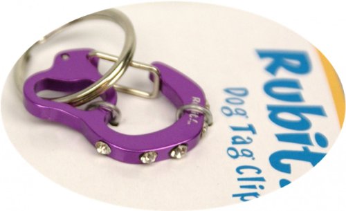Rubit The Easy Dog Tag Rhinestone Curve Switch Clip, Medium, 1.07-Inch Diameter, Purple