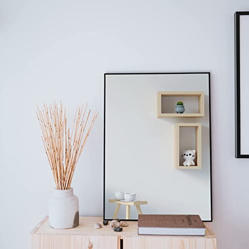 Koonmi Wandspiegel 61 x 91cm met aluminium frame grote rechthoekige badkamerspiegel van HD glas voor slaap-, woon- en badkamer, zwart - Image 3