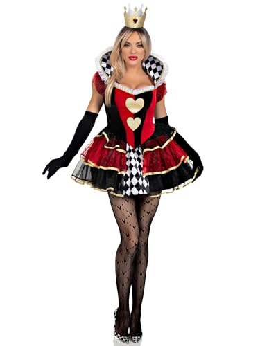 Leg Avenue 87219 10104 2 Pc Queen Of Hearts, Includes Tiered Dress With Stay Up Collar, Built-In Petticoat thumb #2