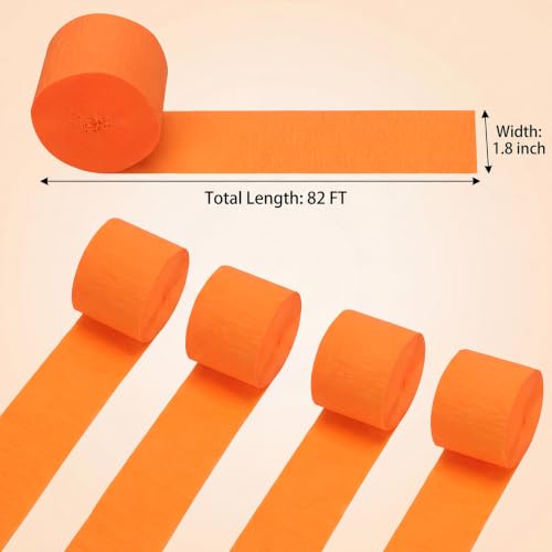 Orange Crepe Paper Streamers 9 Rolls 738ft, Orange Streamers Party Decorations for Thanksgiving Halloween Anniversary Autumn Luau Theme Birthday Party Decorations, 1.77 Inch x 82 Ft/Roll - Image 2