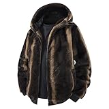 HAOLEI Chaqueta Pelo Hombre,Abrigo Hombre Invierno con Capucha de Piel Sintética Talla Grande Grueso Cálida Cazadora de Forro Polar de Doble Cara Suave Cómoda Chaquetas con Bolsillos Caliente Outwear