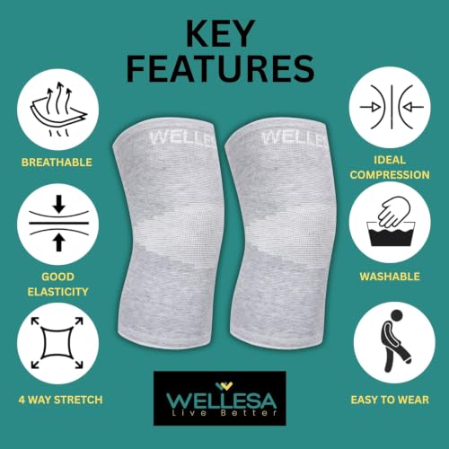 Image of WELLESA Knee Cap Support for Men & Women | Pain Relief Brace | Breathable & 4-Way Stretch | Compression Knee Sleeve for Sports, Gym & Injury Recovery (WL-003, S)