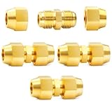 ChillWaves Brass Flare Tube Fittings, 3/8' Male Flare x 3/8' Male Flare Union Gas Adapter With SAE 45 Degree...