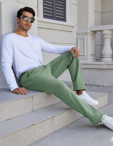 Flygo Men's Fleece Lined Sherpa Sweatpants Winter Warm Pants Jogger Lounge Athletic Pant with Pockets