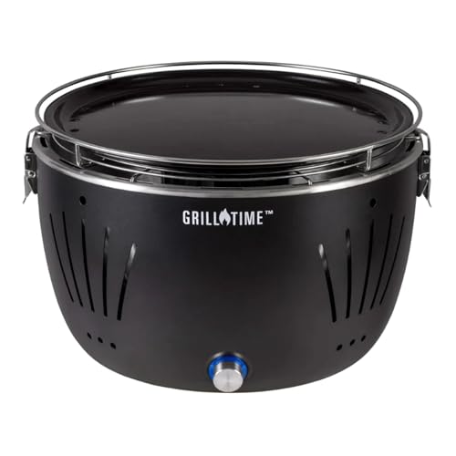 GrillTime Tailgater GT Griddle Combo 13 Inch - Portable Grill with Enamel Griddle Pan, Great for Grilling Bacon, Fish, Pancakes, For Outdoor Tailgates and Camping - Grey by GRILL TIME - Used condition - US$48.85