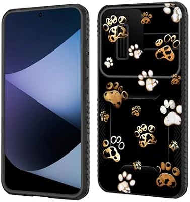 wiaekosef for Galaxy S24 Case Built in Slide Camera Lens Cover,Heavy Duty Shockproof Protection Dual Layer Case for Samsung Galaxy S24 6.2 inch 2024,Cute Dog Paw Prints