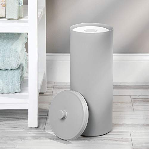 Mdesign Plastic Floor Stand Toilet Paper Organizer With Cover, 3-Roll Space-Saving Tissue Storage For Bathroom, Fits Under Sink, Vanity, Shelf, In Cabinet, Corner - Hyde Collection - Gray #TOP1