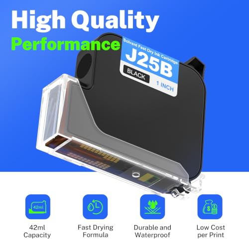 Image of 1.0 Inch Print Height Intelligent Handheld Inkjet Printer Lasts 16H Weighs Only 400g for Batch Code Date Lot Number Print on Plastic Carton Wood Metal Glass Aluminum with 42ml Fast Dry Ink (Black)