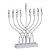 Israel Giftware Designs Electric White Enamel Menorah Comes with a set of Clear and Blue bulbs