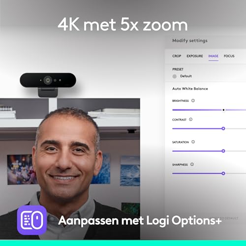Logitech Brio 4K Webcam, videobellen, ruisonderdrukkende microfoon, automatische HD-lichtcorrectie, breed gezichtsveld, voor Microsoft Teams, Zoom, Google Voice, Google Meet, pc/Mac/Laptop/Macbook - Afbeelding 3