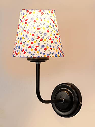 Image of Wall Sconce Wall Lamp (H-10 Inches, Multi Floral) for Living Room /Bedroom, Hall, Study, Kids Room, Home Office & Balcony Decor | Black Metal Finish, Modern Indoor Wall Night Ambient Lighting