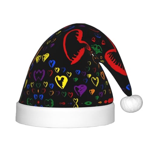 BLWSLC Sombrero infantil de Navidad con estampado de arcoíris del orgullo gay, sombrero decorativo, suministros de fiesta adecuados para actuaciones escénicas, Navidad