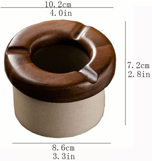 灰皿 セラミック灰皿 木製 蓋付き デスクトップ 灰皿 屋内 屋外 装飾