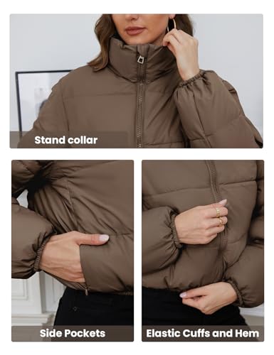 Wyeysyt Women's Cozy Coffee Cropped Puffer Jacket: Lightweight and Stylish Winter Essential - Image 6