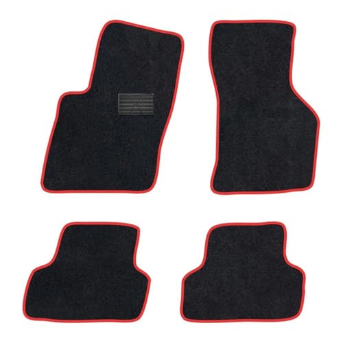 Alfombrillas para Audi A3 Sedán 8V de ante negro con ribete rojo a medida
