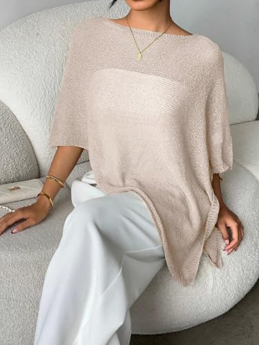 Image of GORGLITTER Women's Poncho Tops Sheer Shawl Cape Top Lightweight Sweater