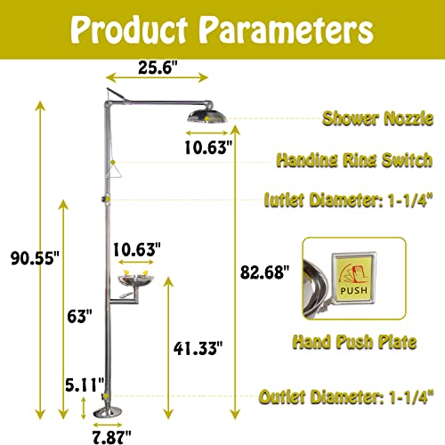 Lukar Stainless Steel Emergency Eye Wash Station With Shower Combination Eyewash Station Safety Shower Eye Washer #TOP6