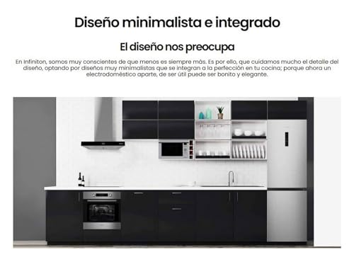 INFINITON Campana Extractora CMPT-A70I, 800 m3/h, Diseño en T-INVERTIDA, 4 Niveles de potencia, Ancho de 70 cm, Reloj digital frontal, A, Control Remoto, CRYSTAL BLACK - imagen 4