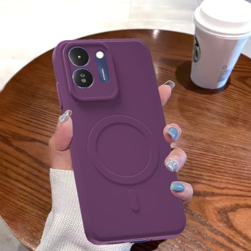 Image of Outlouders Back Cover for Poco M8x 5G | Soft Matte Silicone | Slim Fit | Magnetic-Safe Logo Design (Magnetic-Safe Not Compatible) | Shockproof | Camera Protection Bumper Case (Purple)
