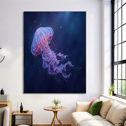 Impression sur toile méduse rose pour décoration murale salon et chambre