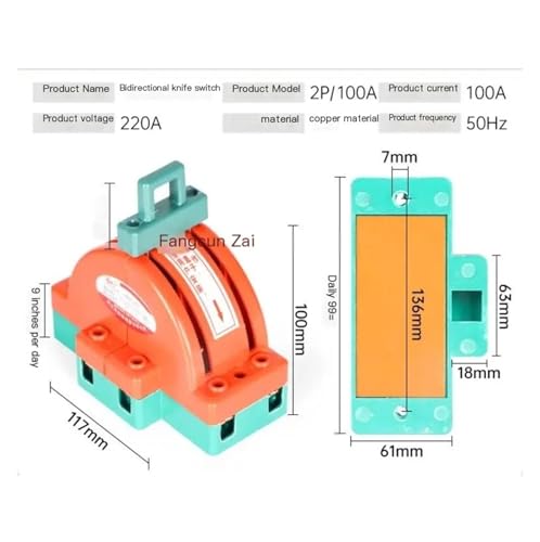 Interrupteur direction inversée 2P 100A pour éviter les courts-circuits en 220V - 2