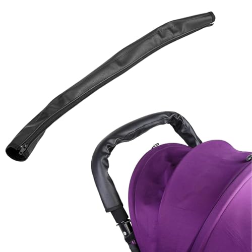 WUMZIRA Funda Manillar Carro Bebé Universal 6x53cm, Protector de Barra para Silla de Paseo Compatible con, Funda de Reposabrazos para Cochecito, Color Negro