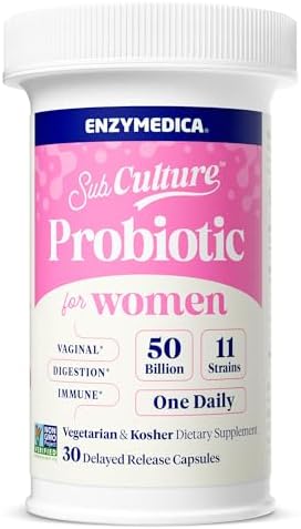 Enzymedica SubCulture Probiotics for Women, 50 Billion CFU, Vaginal & Urinary Health, Immune and Digestive Support, 30 Capsules