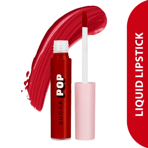 Image of SUGAR POP Liquid Lipstick - 02 Cherry (Red) - 2.5 ml - Velvet Matte Texture, Non-drying Formula, Transfer Proof, Long Lasting, Rich Hydrating Pigment l All Day Wear Lipstick for Women
