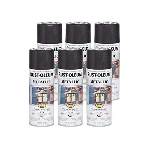 Image of Rust-Oleum 7250830-6PK Stops Rust Metallic Spray Paint, 11 oz, Black Night, 6 Pack