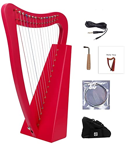 15弦マホガニーハープ、ナイロン弦アイリッシュケルティックハープ、耐久性のあるバッグ、チューニングレンチ、予備弦付き、音楽愛好家、初心者、子供、大人に適しています。 (Color : Purple-Red_Pickup Included)