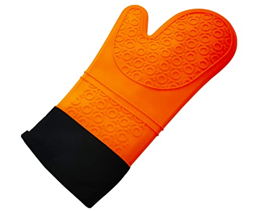 Guante de horno de silicona de algodón más grueso, resistente al calor, impermeable, antideslizante, guantes de cocina para cocina y hornear (naranja)