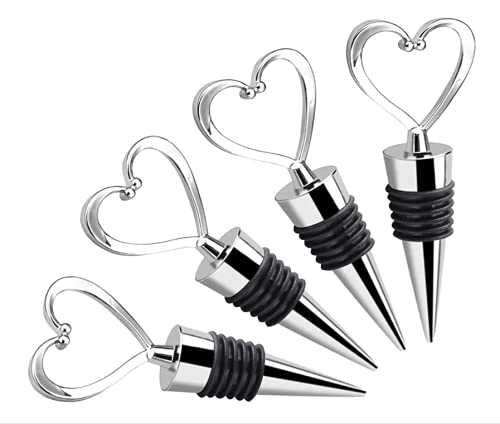 DEET 4 Pcs Flaschenverschlüsses Weinflaschenverschluss,Kunststoff in Lebensmittelqualität Wein Stopfen,Wiederverwendbar Herzform Flasche Stopper für Wein, Bier, Champagner Cover