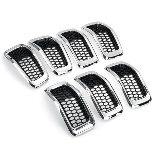 Calandre avant voiture chrome pour Jeep Cherokee 2014-2018 : grille pare-choc avant 7 pièces