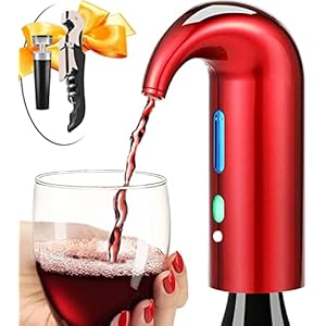 Electric Wine Aerator Pourer, Wine Decanter Pump Dispenser Set Stopper Multi-Smart Automatic Filter Wine Dispenser – Premium Aerating Pourer(Lucky red)
