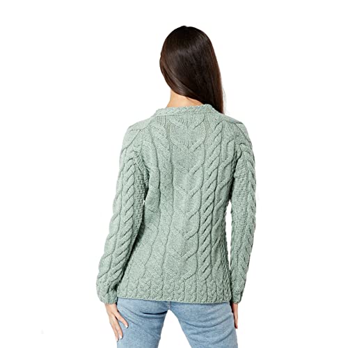 Image of Aran Woollen Mills - Carraig Donn Ladies Irish Multi Cabled Raglan Super Soft Merino Wool Sweater