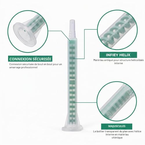 DBCEJF 30 Pcs Buse de Mélange Époxy - Mélangeur Statique pour Colle Bi-Composant et Résine, Canule pour Pistolet à Colle AB, Longueur 83mm, Embout pour Scellement Chimique et Plastique – vue 6