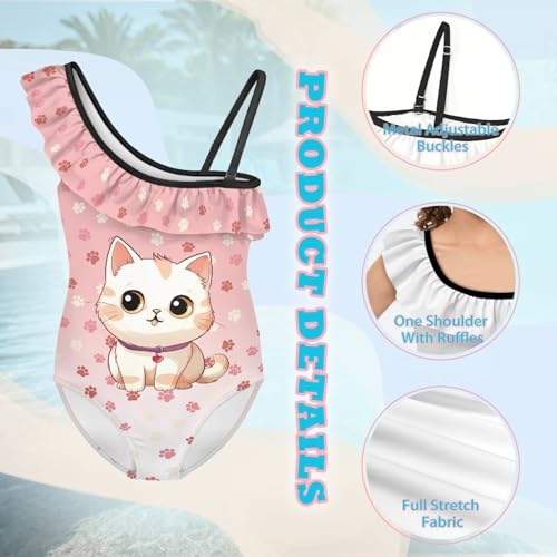 Image of Girls One Piece Swimsuits Size 3-14 Trendy Ruffle Bathing Suit Casual Hawaiian Summer Beach Swimwear