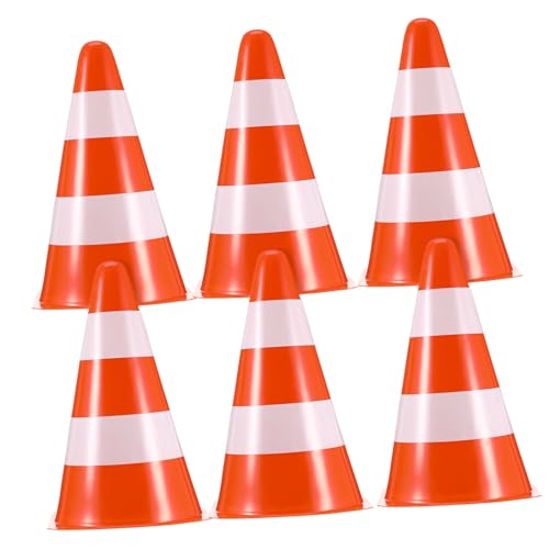 UPKOCH 6pcs High Visibility Traffic Cones Plastic Road Barriers for Construction Parking Management and Safety Enhancement Versatile Sports Cones for All Weather Conditions