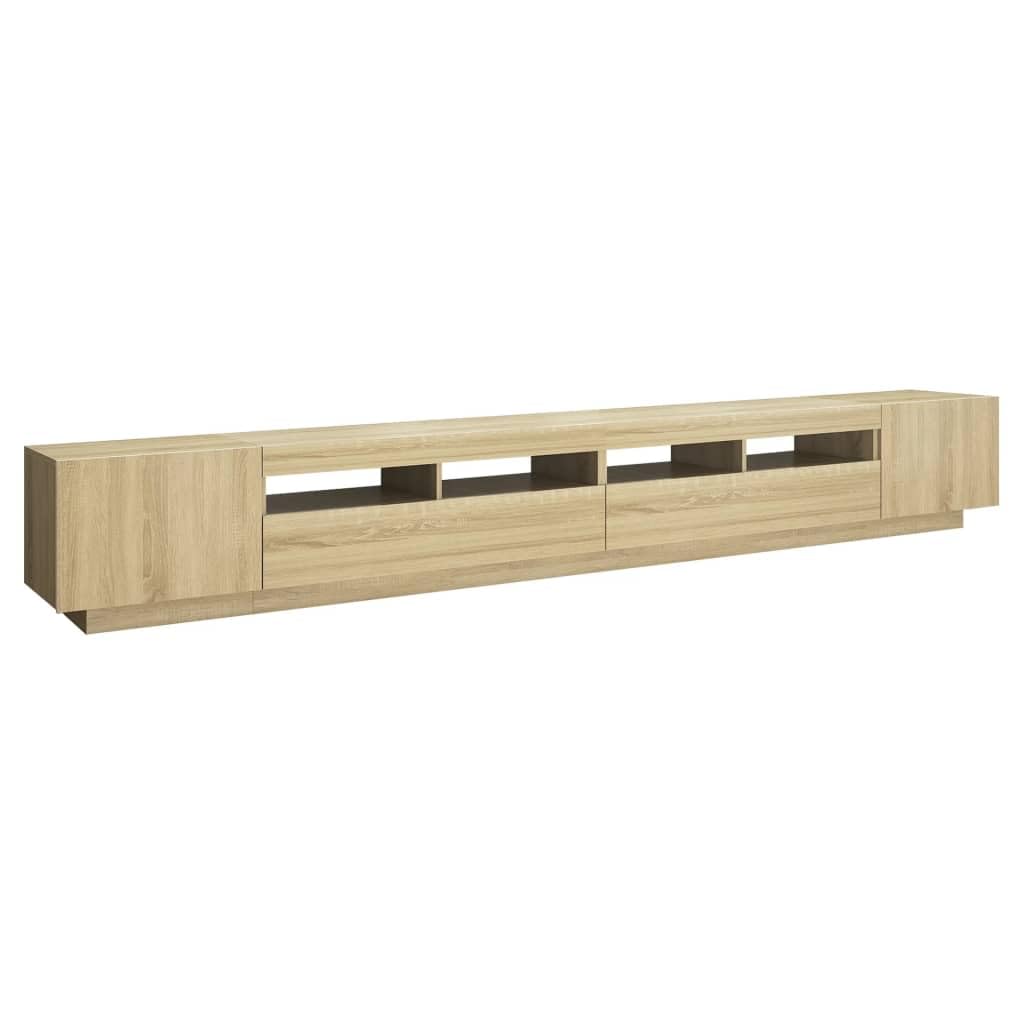 Szafka pod telewizor dąb Sonoma 300 x 35 x 40 cm, wytrzymała szafka pod telewizor z oświetleniem RGB LED, konsola medialna do salonu, nowoczesna, uniwersalna podstawka pod telewizor