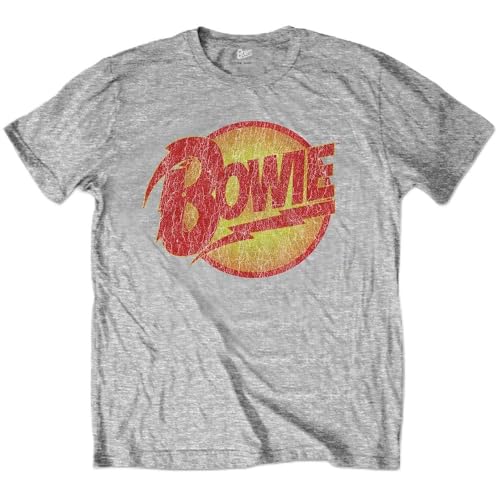 David Bowie Vintage Diamond Dogs Logo Official Childrens Tee T-Shirt Boys Kids 9-10 Years Grey