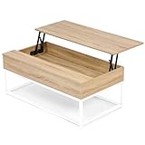 IDMarket – Mesa baja rectangular Detroit madera y metal, diseño industrial